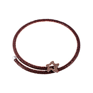 Чокер из серебра с фианитом, кожей