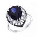 Кольцо из белого золота с бриллиантами, сапфиром
