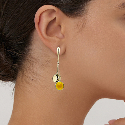 Серьги из желтого золота с цитрином
