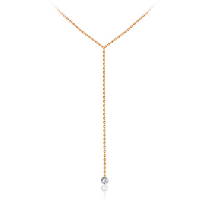 Колье из красного золота с бриллиантом, плетение якорное