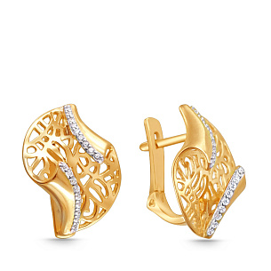 Серьги из красного золота с фианитом