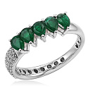 Кольцо из белого золота с бриллиантами, изумрудами