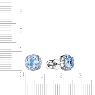 Серьги Пусеты из белого золота с топазами и бриллиантами