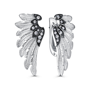 Серьги с английским замком из серебра с фианитом