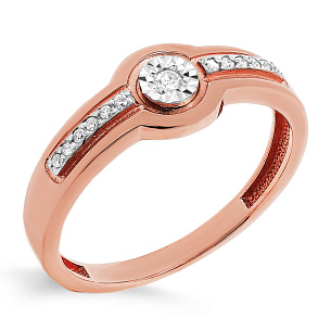 Кольцо из красного золота с бриллиантами