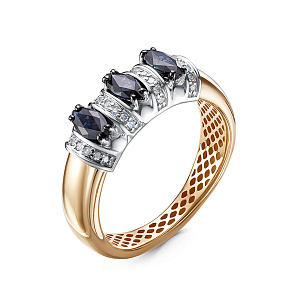 Кольцо из красного золота с сапфиром