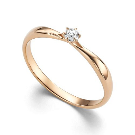 Кольцо из красного золота с бриллиантом