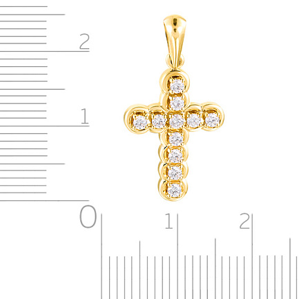 Крест декоративный из желтого золота с бриллиантами