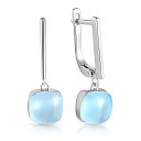 Серьги с английским замком из белого золота с топазом