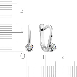 Серьги с английским замком из белого золота с бриллиантами