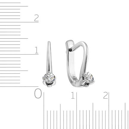 Серьги с английским замком из белого золота с бриллиантами