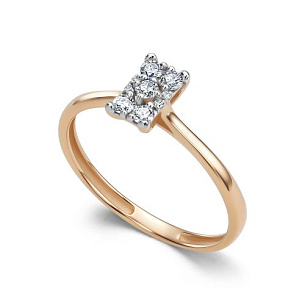 Кольцо из красного золота с бриллиантом