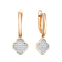 Серьги с английским замком из красного золота с фианитами