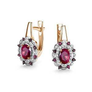 Серьги с английским замком из красного золота с бриллиантами