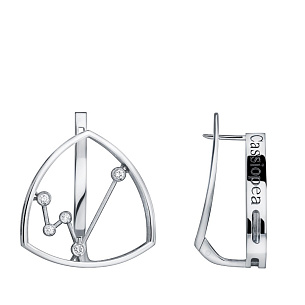 Серьги с английским замком из белого золота с бриллиантом