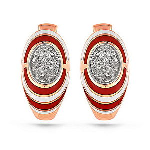 Серьги с английским замком из красного золота с бриллиантами