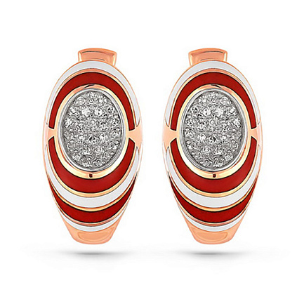 Серьги с английским замком из красного золота с бриллиантами