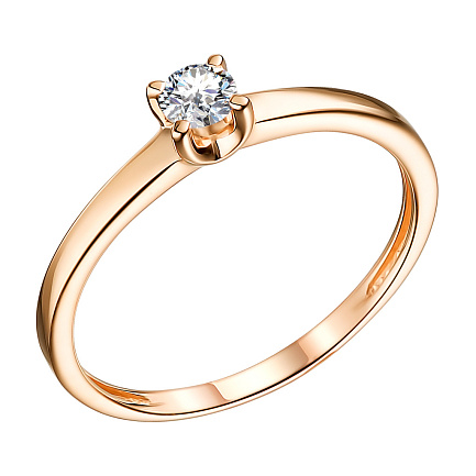 Кольцо из красного золота с бриллиантом