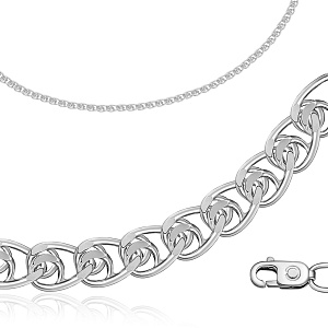 Браслет автомат из серебра, плетение сердечко