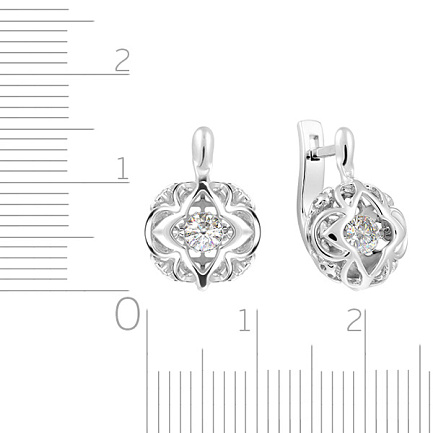 Серьги с английским замком из белого золота с бриллиантами