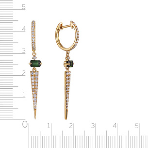 Конго с турмалином и бриллиантами из желтого золота