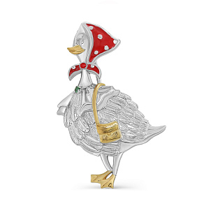 Брошь из серебра с фианитом