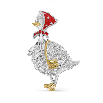 Брошь из серебра с фианитом