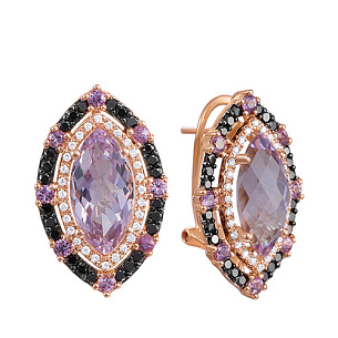 Серьги из красного золота с аметистом