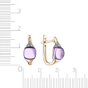 Серьги с английским замком из желтого золота с бриллиантами