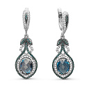 Серьги из белого золота с бриллиантами, топазами