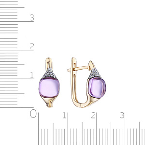 Серьги с английским замком из желтого золота с бриллиантами