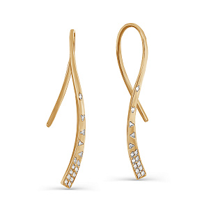 Серьги с английским замком из красного золота с бриллиантами