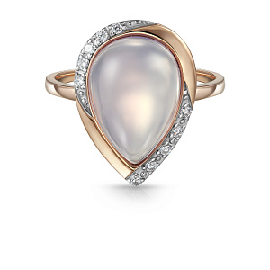 Кольцо из красного золота с аметистом, бриллиантами