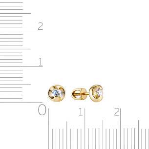 Серьги-пусеты из золота с бриллиантом