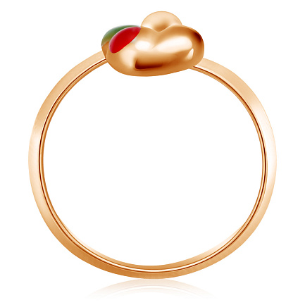 Кольцо детское из красного золота с эмалью