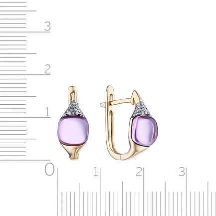 Серьги с английским замком из желтого золота с бриллиантами