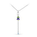 Колье из серебра с жемчугом, фианитом