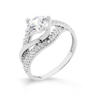 Кольцо из серебра с фианитами