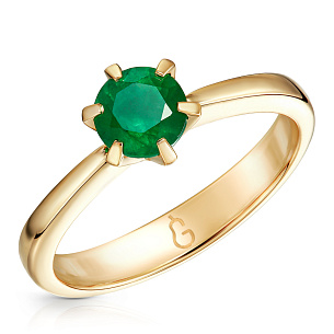 Кольцо из желтого золота с изумрудом