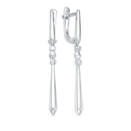 Серьги с английским замком из белого золота с бриллиантами