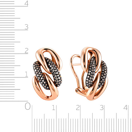 Серьги с французским замком из красного золота с бриллиантами