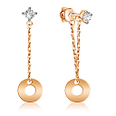 Пусеты из красного золота с фианитом