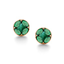 Серьги с английским замком из красного золота с изумрудами