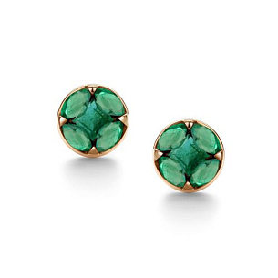 Серьги с английским замком из красного золота с изумрудом