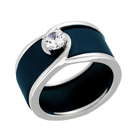 Кольцо из серебра с керамикой, фианитом