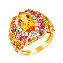 Кольцо из желтого золота с бриллиантами, сапфирами