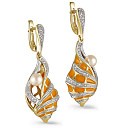 Серьги с английским замком из желтого золота с бриллиантами