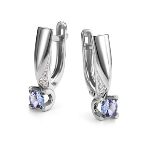 Серьги с английским замком из белого золота с бриллиантами