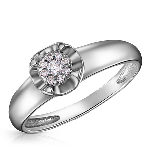 Кольцо из белого золота с бриллиантами