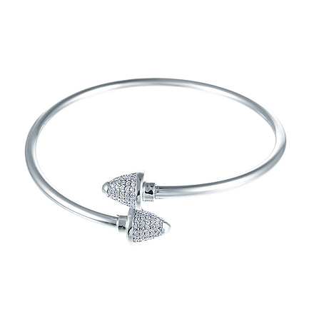 Браслет жесткий из серебра с фианитом